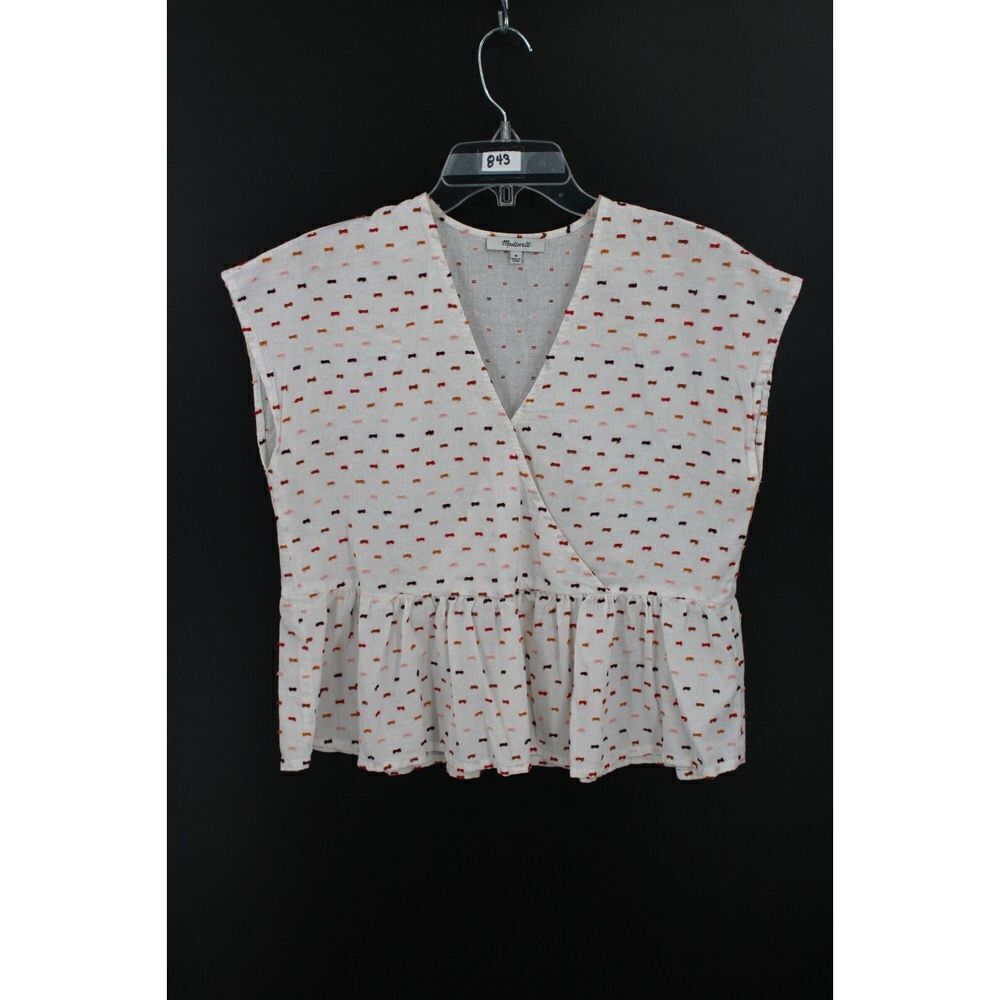 Madewell Crossover Top in Rainbow Clip dot Style AD578 Size MEDIUM